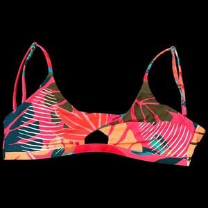 NWOT Midori Becca Keyhole Twist Adjustable Bikini Top Bright Tropical Size LG